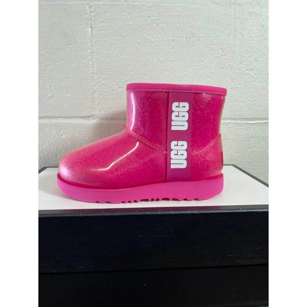 UGG Classic Clear 1112386K Mini Pink Waterproof Boots Pull On Kids Size 13 US